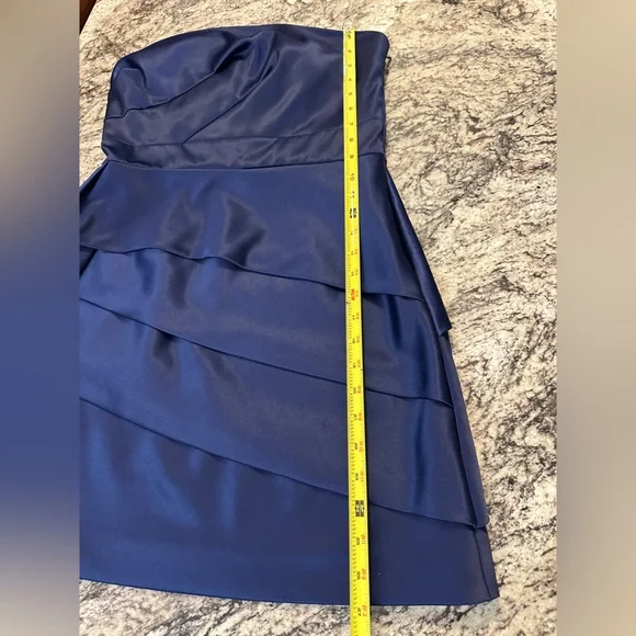 Max and Cleo Mariner Blue Strapless Tiered Ruffle Cocktail Dress Size 8 - Picture 3 of 13